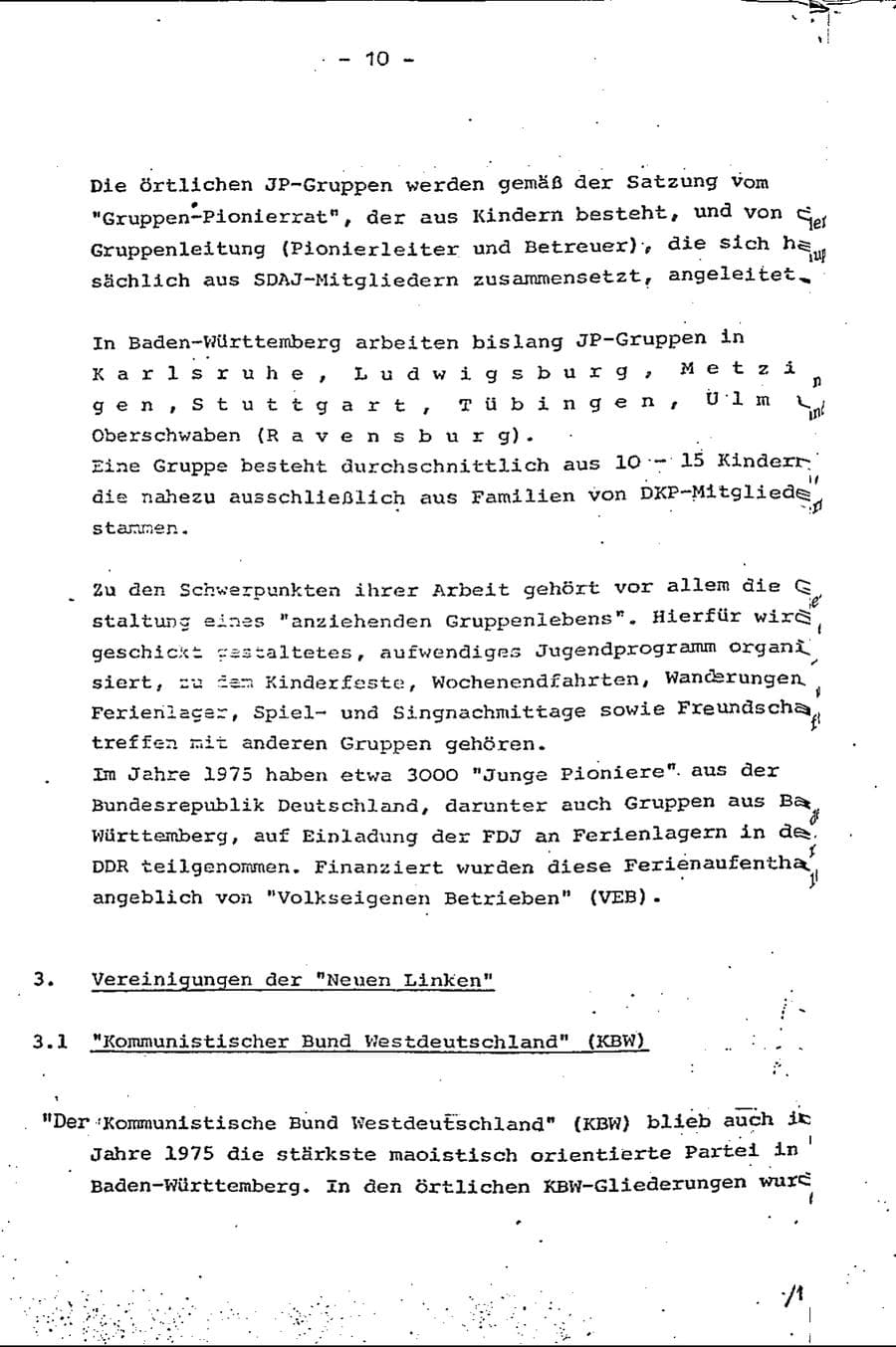 Seite 15 des Verfassungsschutzbericht 1975 Baden-Württemberg