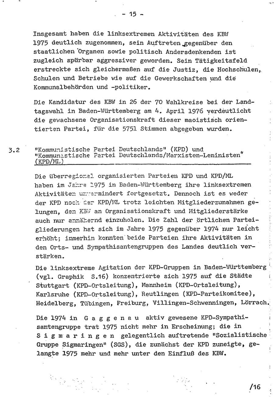Seite 26 des Verfassungsschutzbericht 1975 Baden-Württemberg