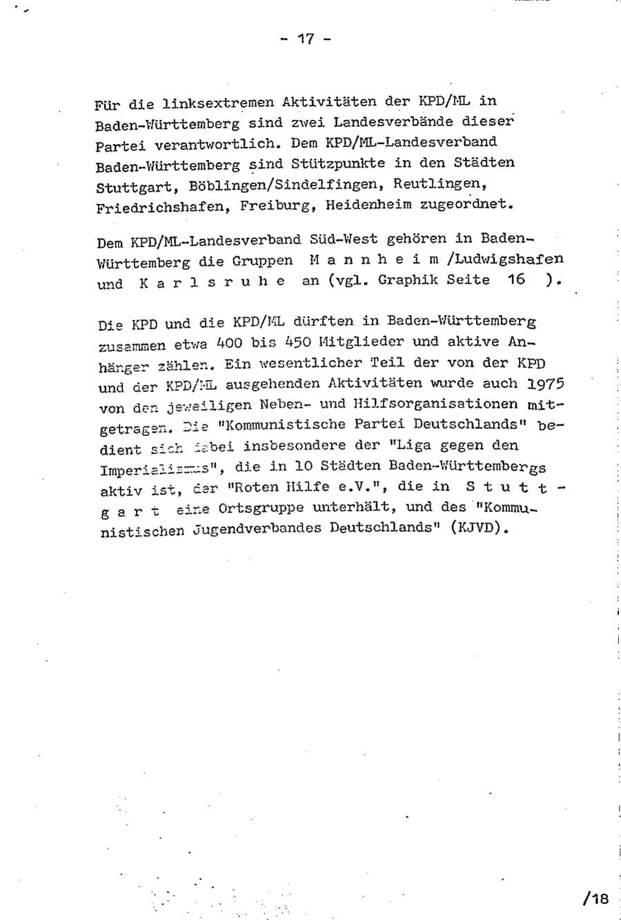 Seite 28 des Verfassungsschutzbericht 1975 Baden-Württemberg