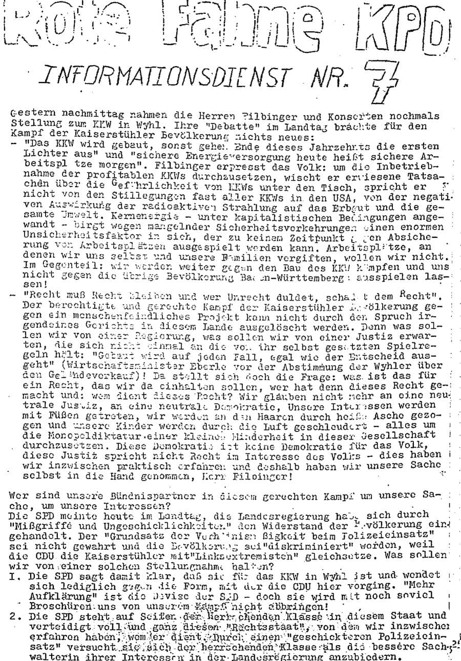 Seite 29 des Verfassungsschutzbericht 1975 Baden-Württemberg