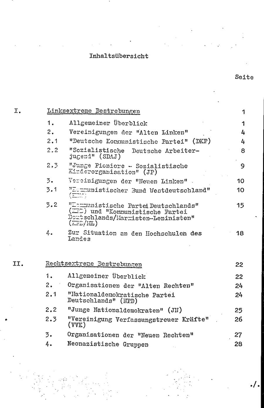 Seite 4 des Verfassungsschutzbericht 1975 Baden-Württemberg