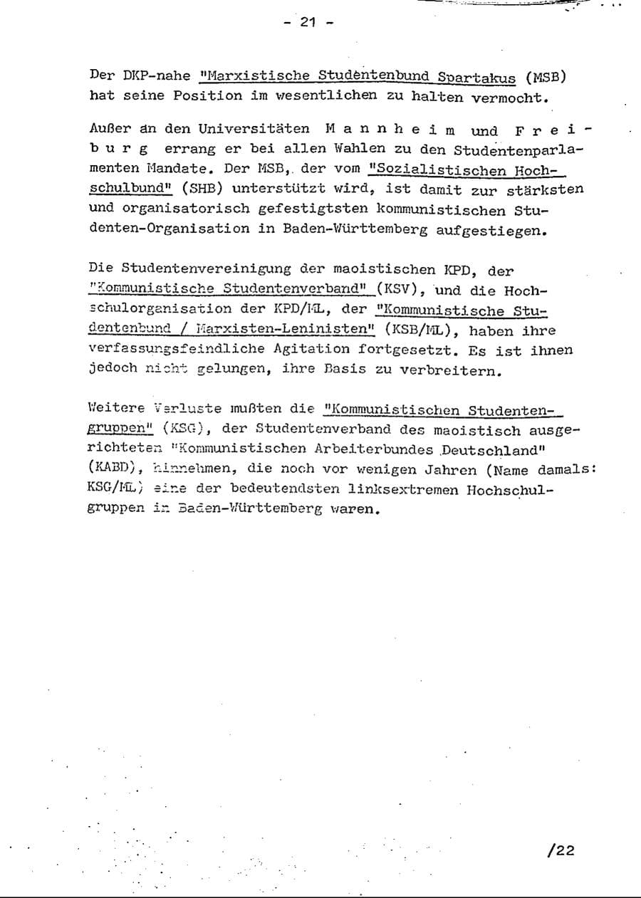 Seite 36 des Verfassungsschutzbericht 1975 Baden-Württemberg