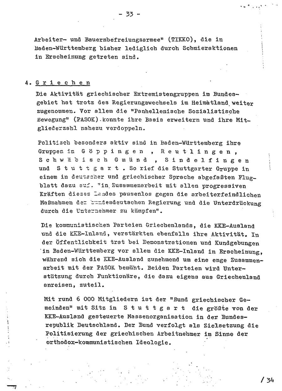 Seite 50 des Verfassungsschutzbericht 1975 Baden-Württemberg