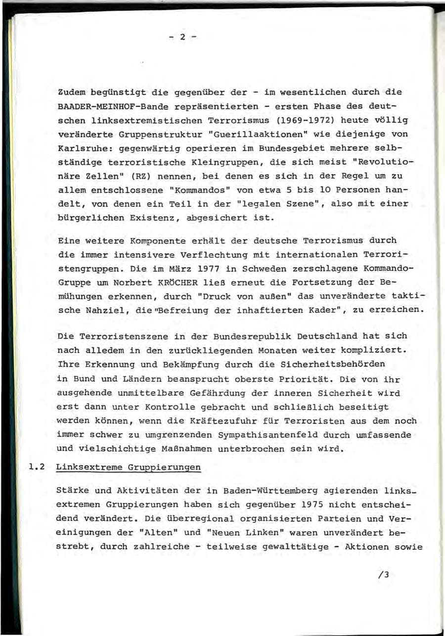 Seite 12 des Verfassungsschutzbericht 1976 Baden-Württemberg