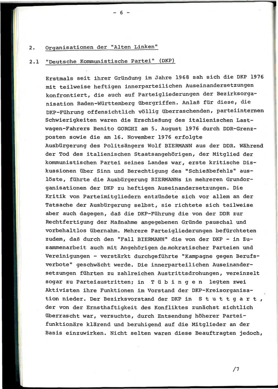 Seite 16 des Verfassungsschutzbericht 1976 Baden-Württemberg