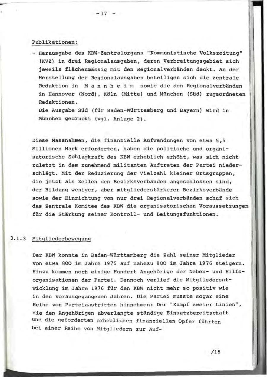 Seite 33 des Verfassungsschutzbericht 1976 Baden-Württemberg