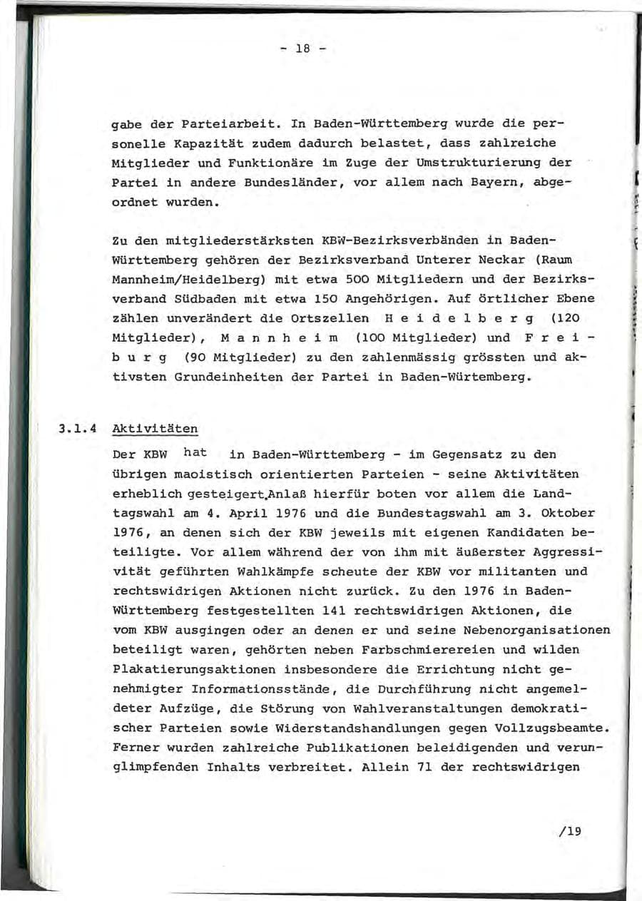 Seite 34 des Verfassungsschutzbericht 1976 Baden-Württemberg