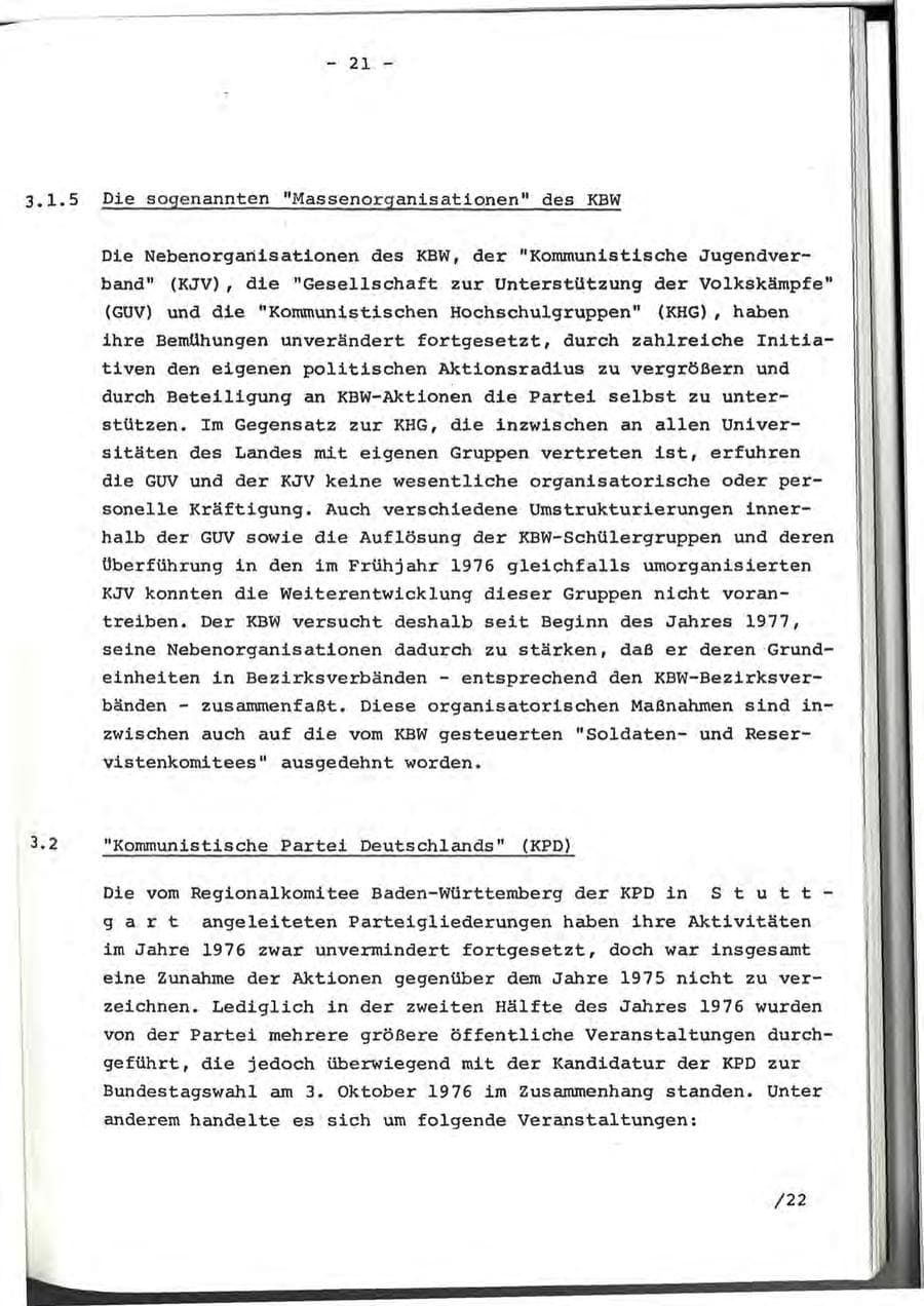 Seite 39 des Verfassungsschutzbericht 1976 Baden-Württemberg