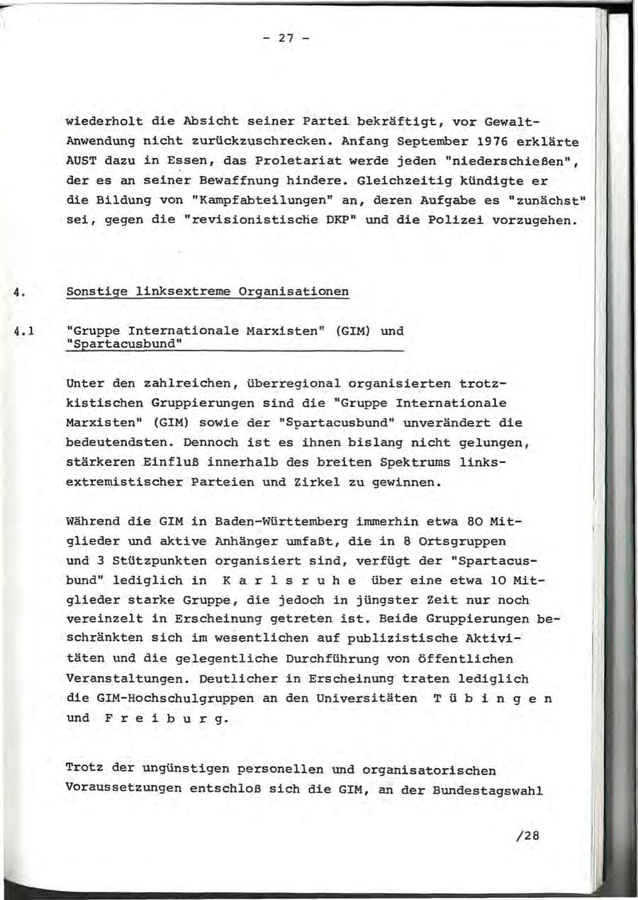 Seite 51 des Verfassungsschutzbericht 1976 Baden-Württemberg
