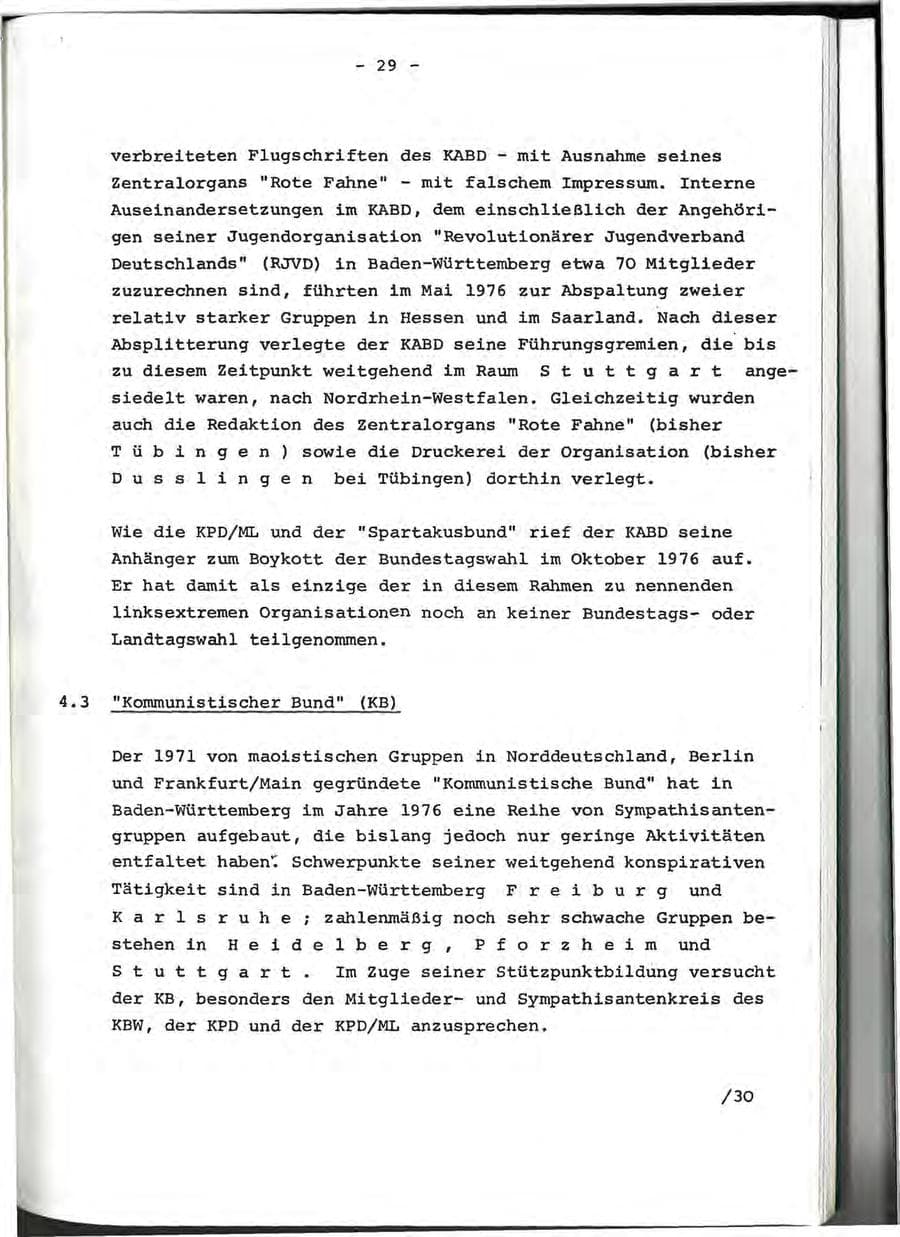 Seite 53 des Verfassungsschutzbericht 1976 Baden-Württemberg