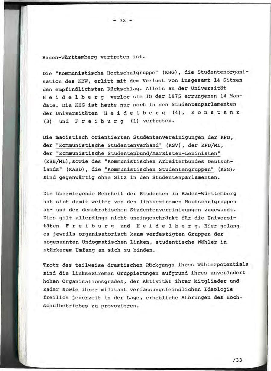 Seite 58 des Verfassungsschutzbericht 1976 Baden-Württemberg