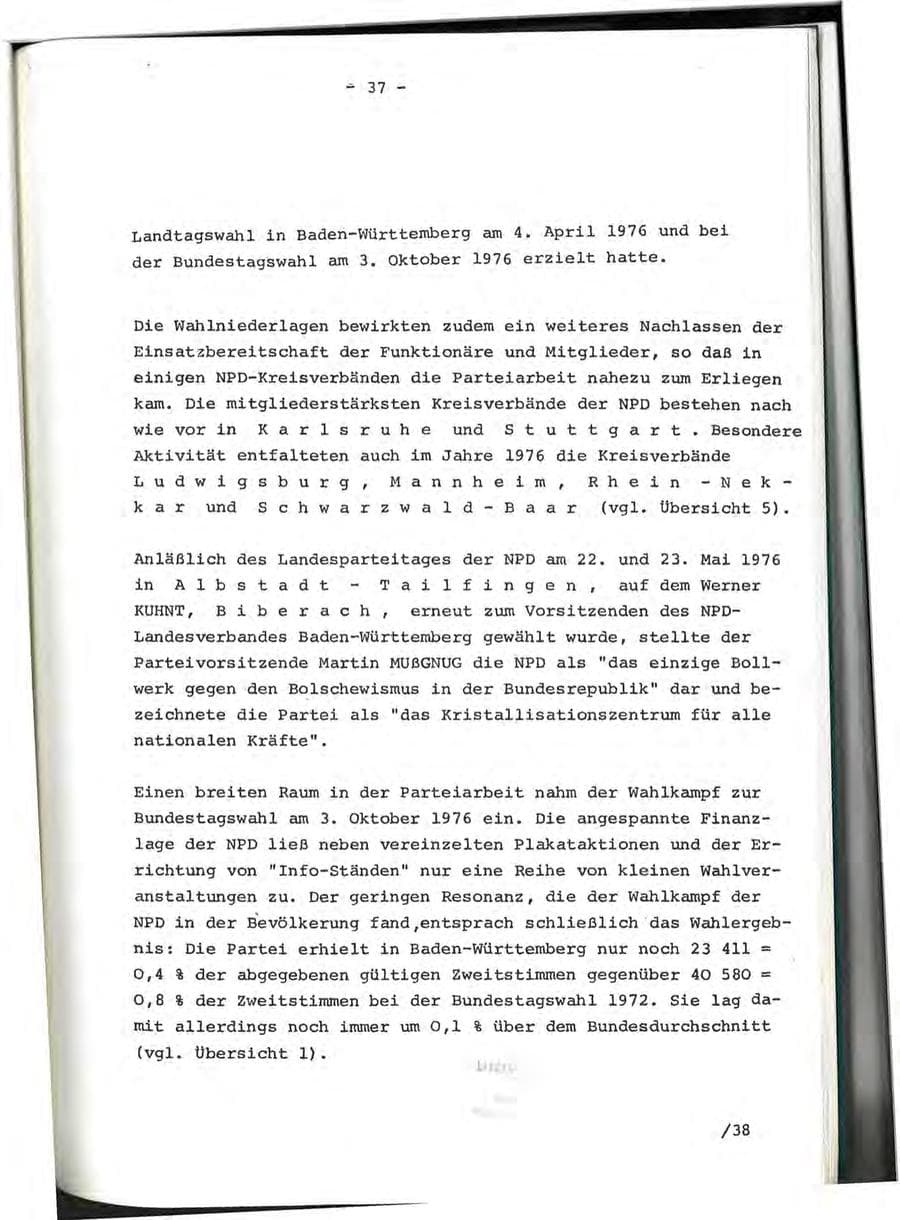 Seite 67 des Verfassungsschutzbericht 1976 Baden-Württemberg