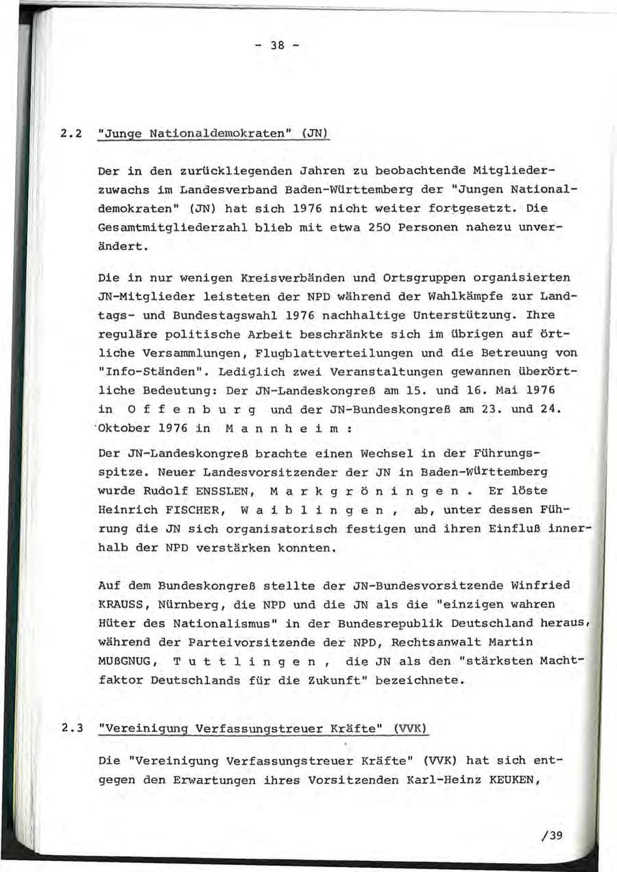 Seite 68 des Verfassungsschutzbericht 1976 Baden-Württemberg