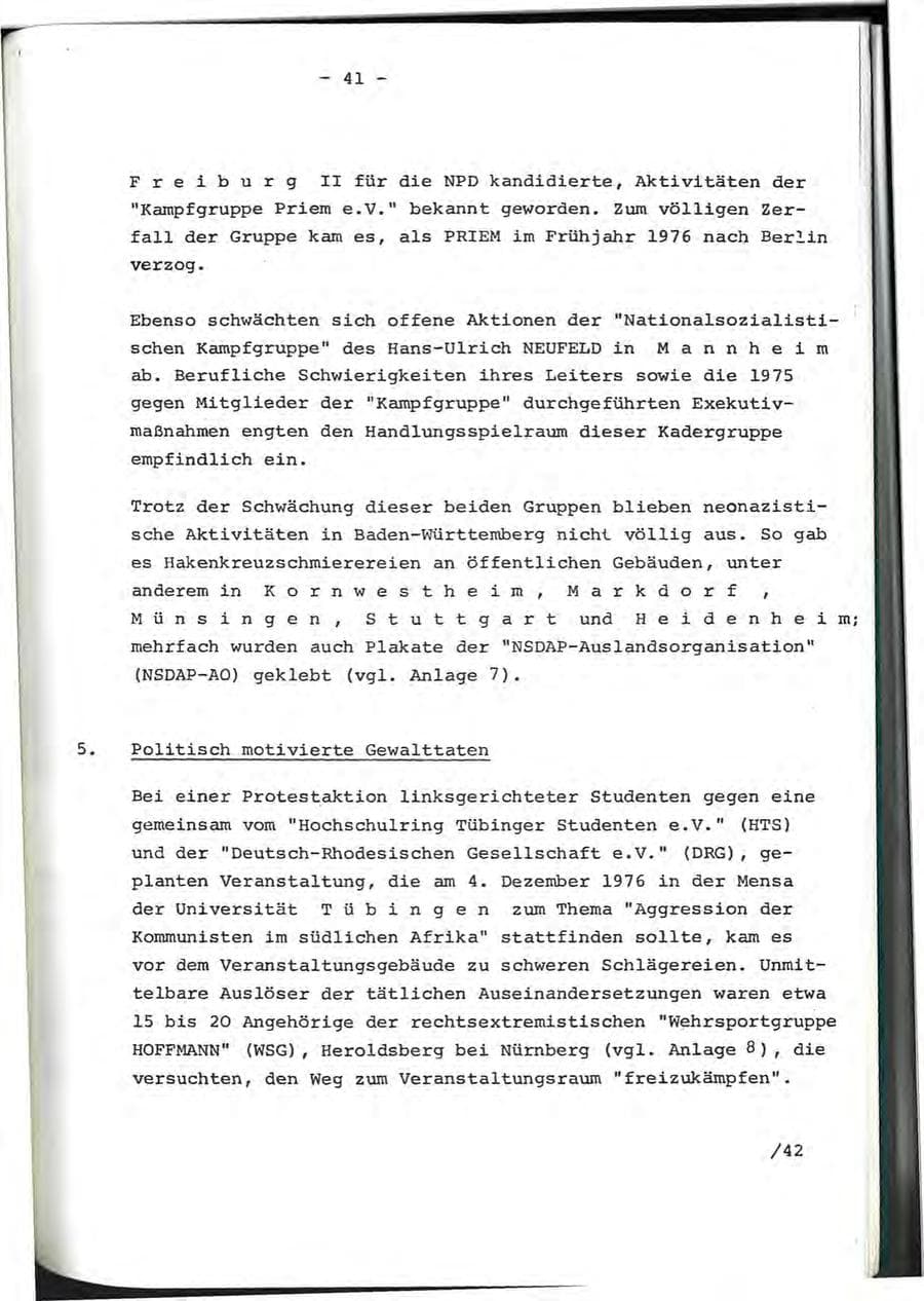 Seite 73 des Verfassungsschutzbericht 1976 Baden-Württemberg