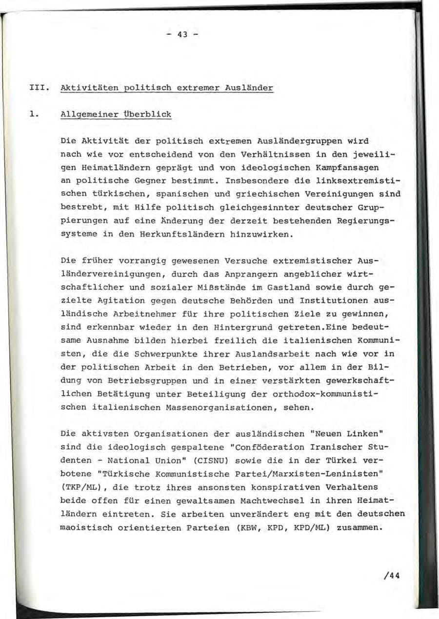 Seite 81 des Verfassungsschutzbericht 1976 Baden-Württemberg