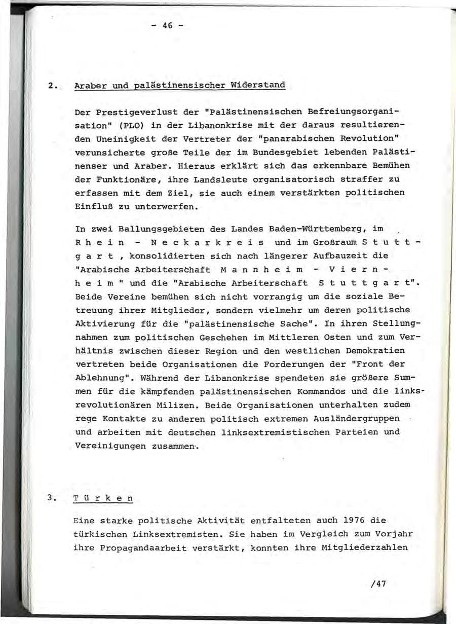 Seite 84 des Verfassungsschutzbericht 1976 Baden-Württemberg