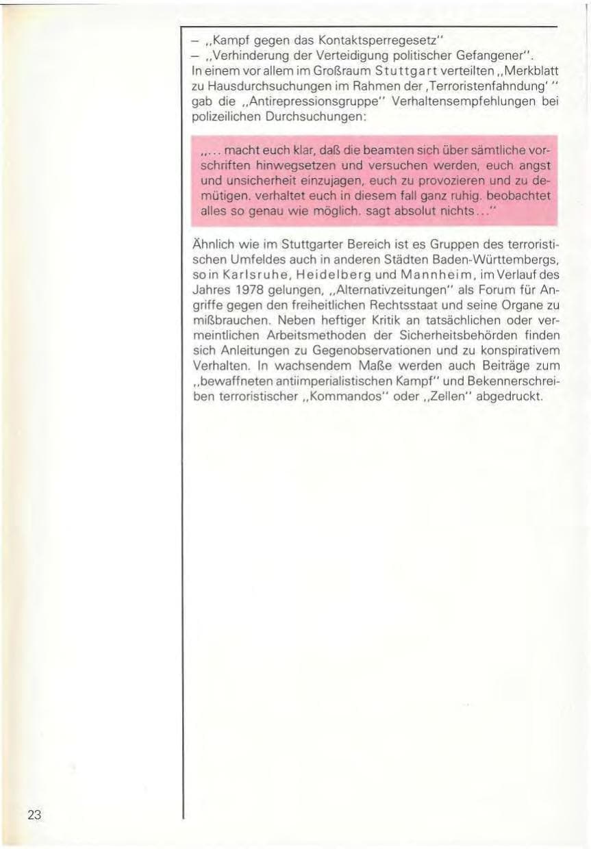 Seite 26 des Verfassungsschutzbericht 1978 Baden-Württemberg
