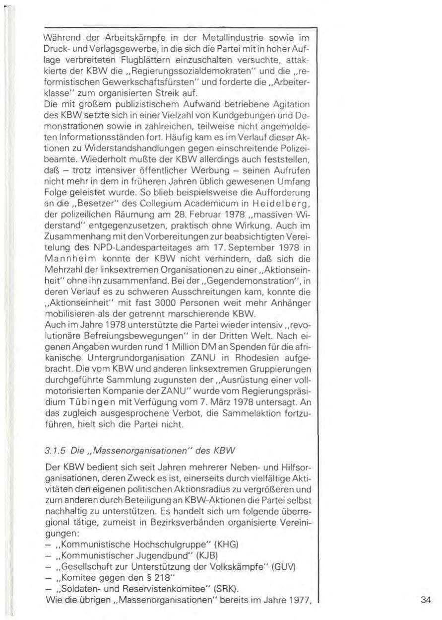Seite 37 des Verfassungsschutzbericht 1978 Baden-Württemberg