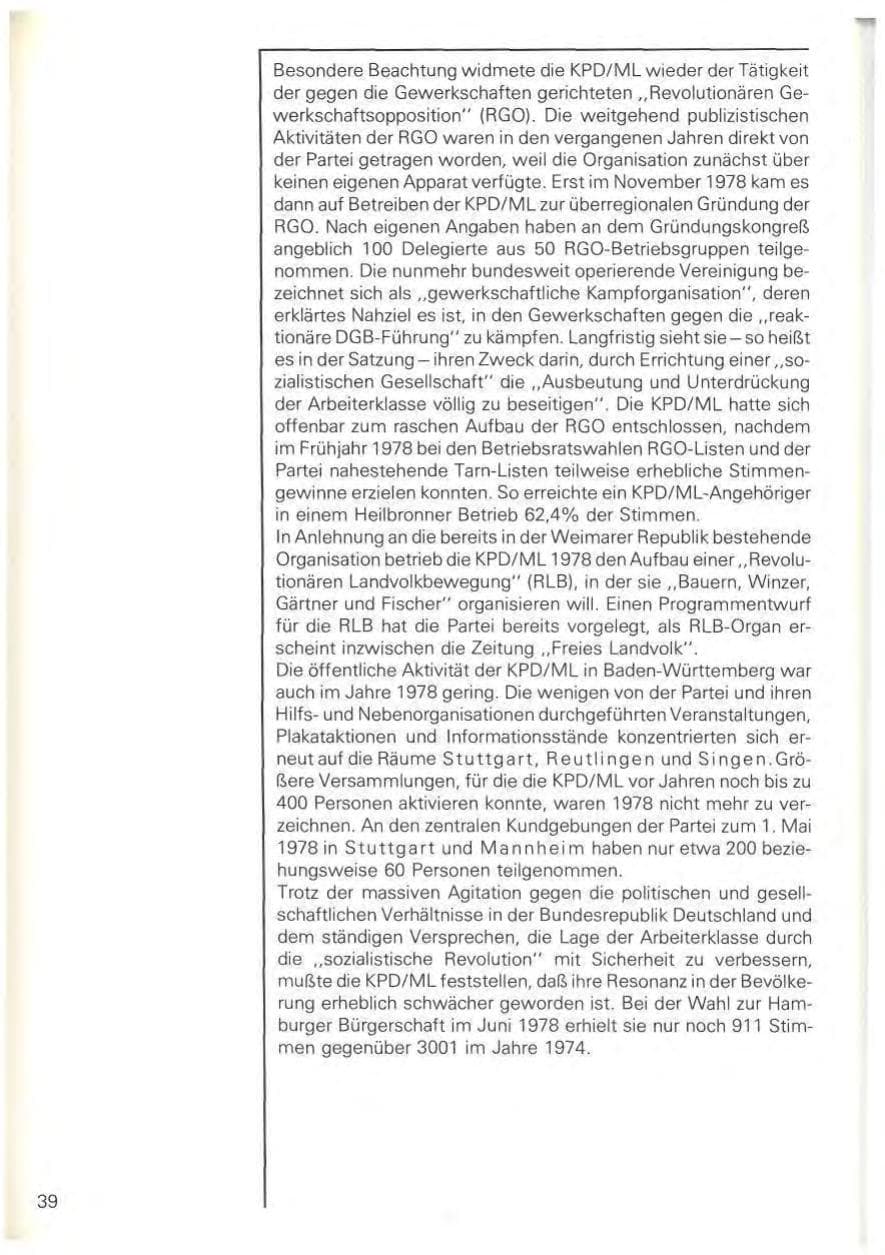 Seite 42 des Verfassungsschutzbericht 1978 Baden-Württemberg