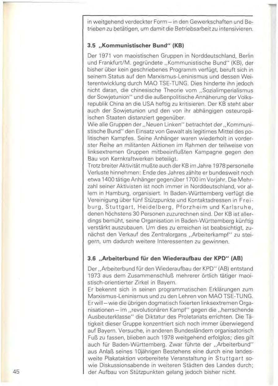 Seite 48 des Verfassungsschutzbericht 1978 Baden-Württemberg