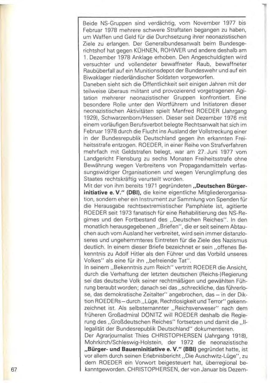Seite 70 des Verfassungsschutzbericht 1978 Baden-Württemberg