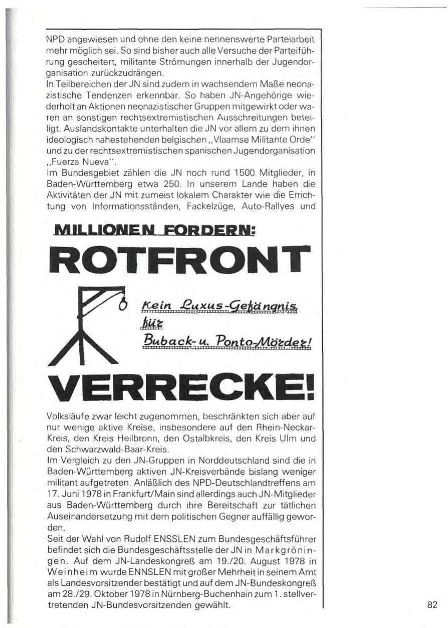 Seite 85 des Verfassungsschutzbericht 1978 Baden-Württemberg
