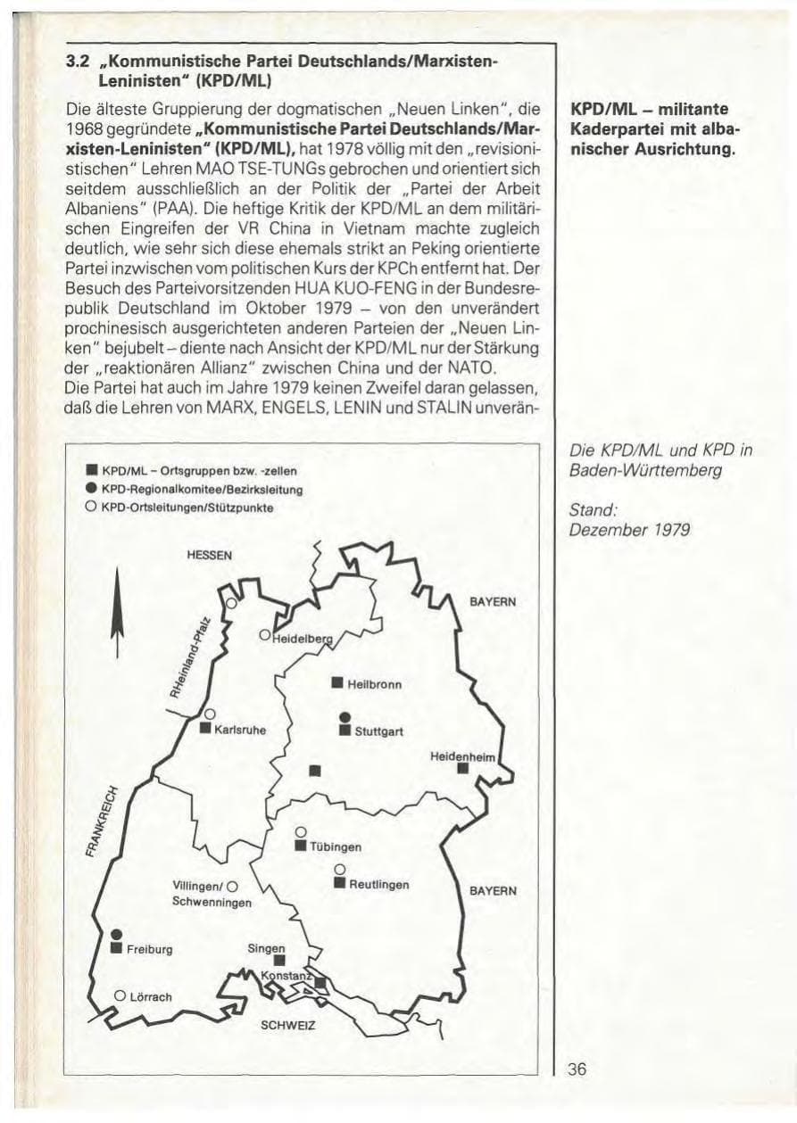 Seite 38 des Verfassungsschutzbericht 1979 Baden-Württemberg