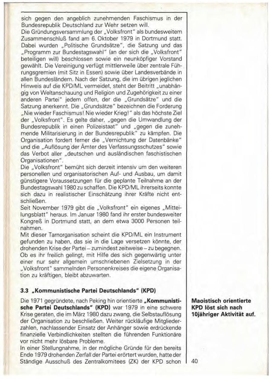 Seite 42 des Verfassungsschutzbericht 1979 Baden-Württemberg