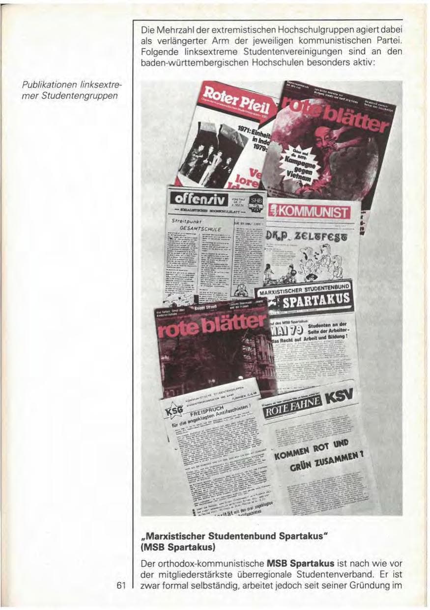 Seite 63 des Verfassungsschutzbericht 1979 Baden-Württemberg