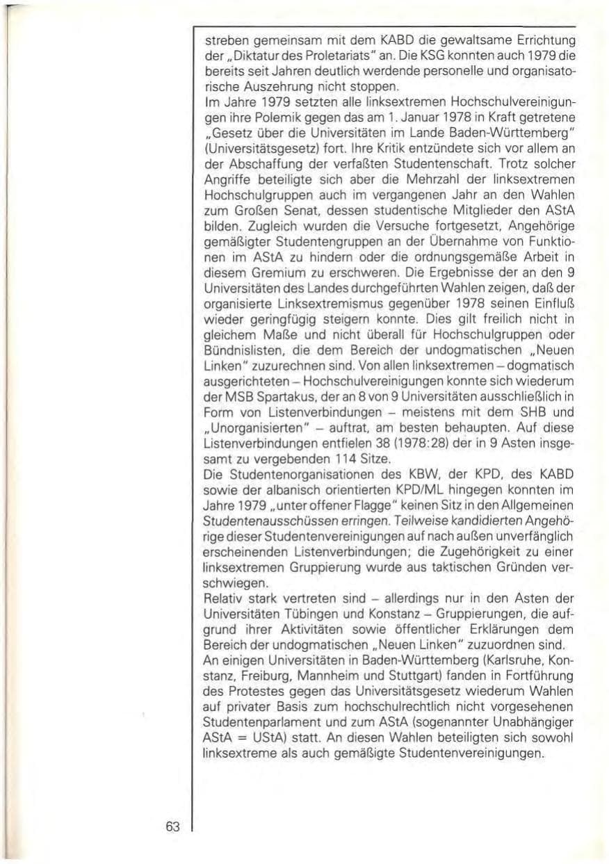 Seite 65 des Verfassungsschutzbericht 1979 Baden-Württemberg
