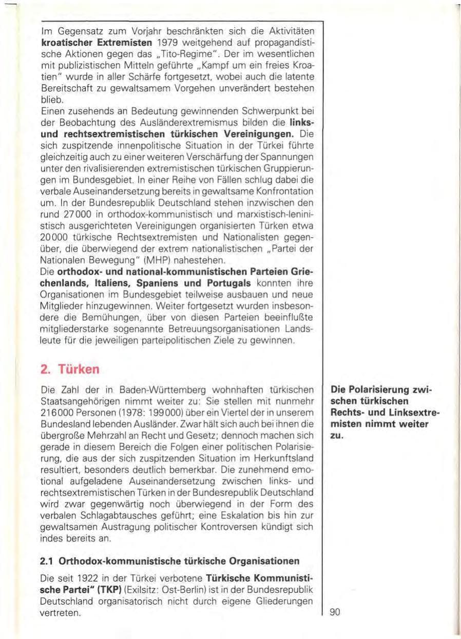 Seite 92 des Verfassungsschutzbericht 1979 Baden-Württemberg
