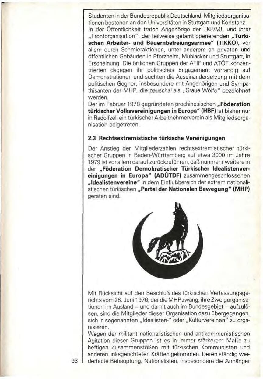 Seite 95 des Verfassungsschutzbericht 1979 Baden-Württemberg