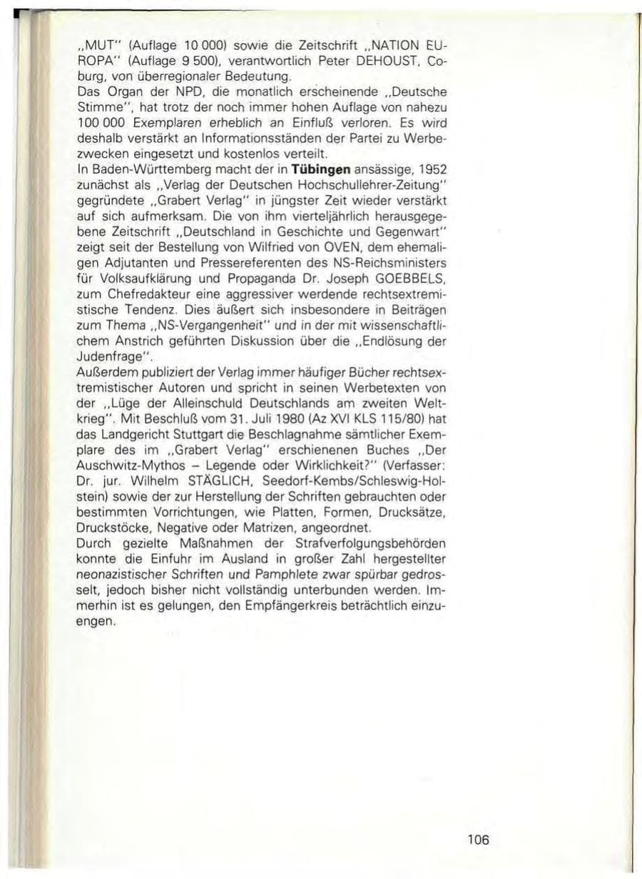 Seite 108 des Verfassungsschutzbericht 1980 Baden-Württemberg