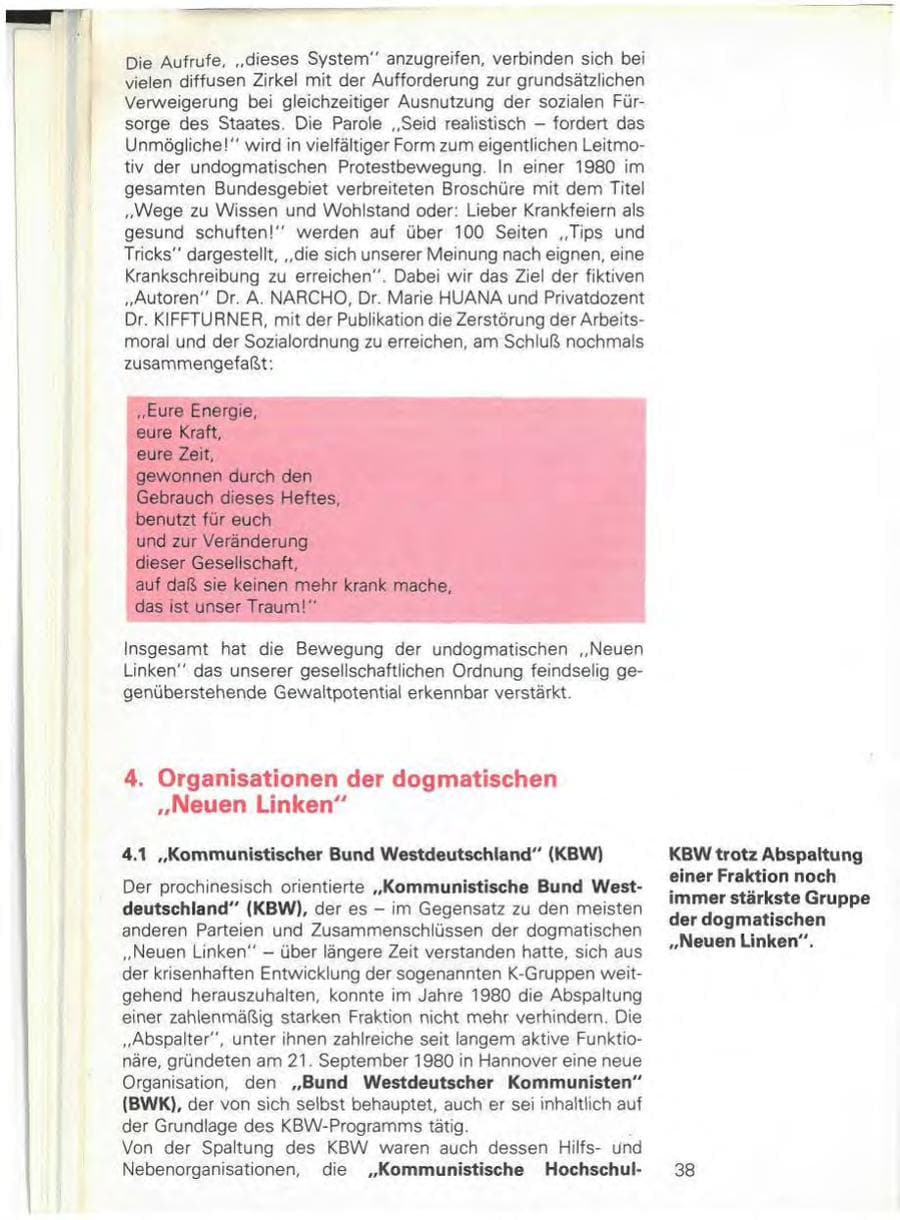 Seite 40 des Verfassungsschutzbericht 1980 Baden-Württemberg