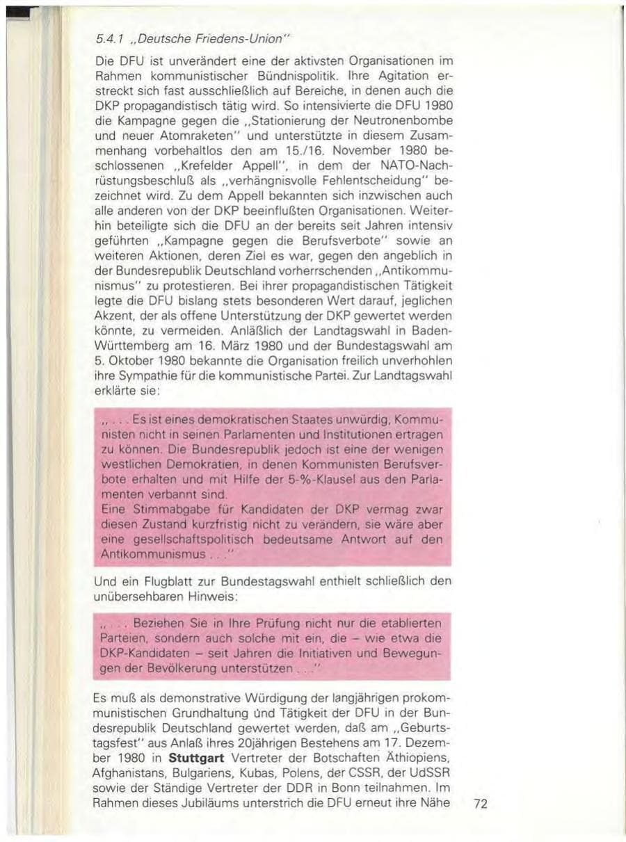 Seite 74 des Verfassungsschutzbericht 1980 Baden-Württemberg