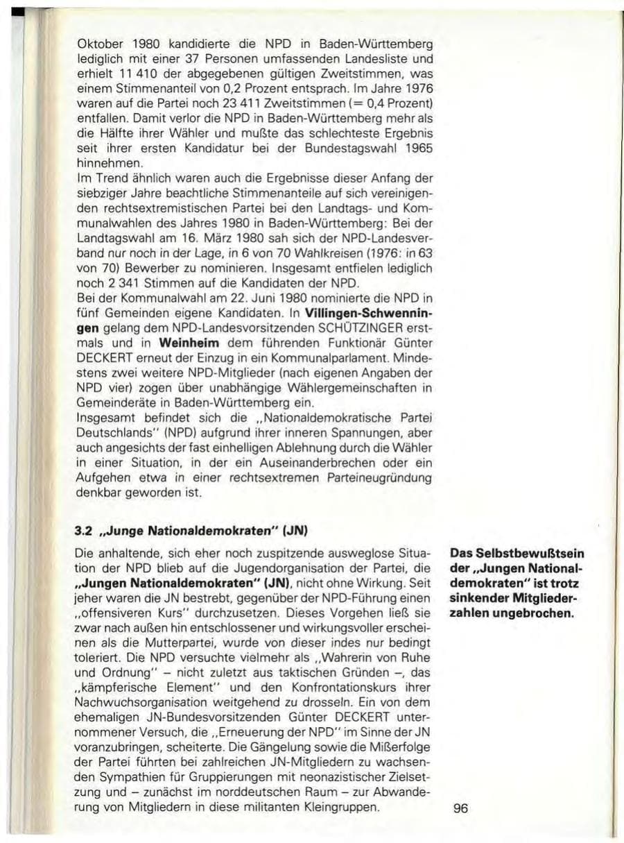 Seite 98 des Verfassungsschutzbericht 1980 Baden-Württemberg
