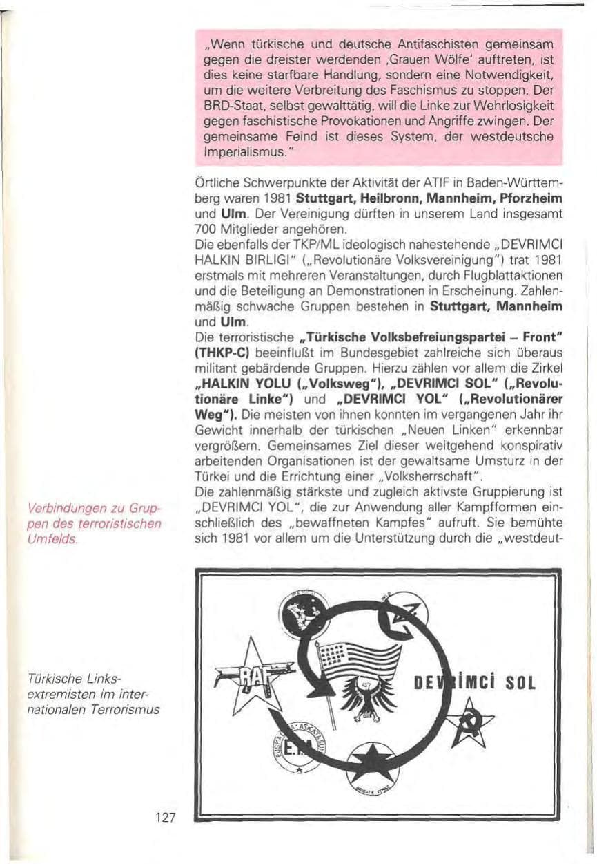 Seite 133 des Verfassungsschutzbericht 1981 Baden-Württemberg