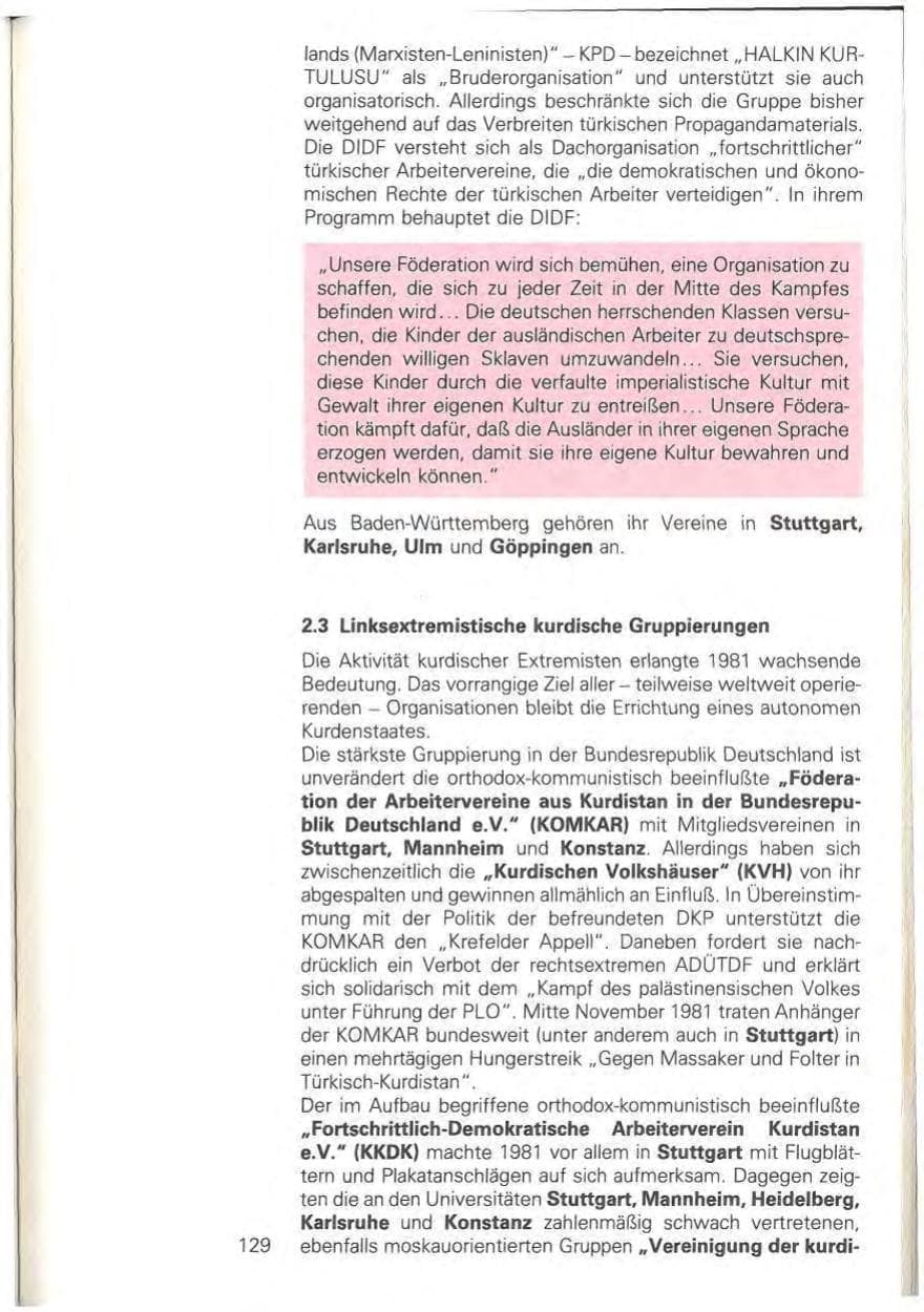 Seite 135 des Verfassungsschutzbericht 1981 Baden-Württemberg