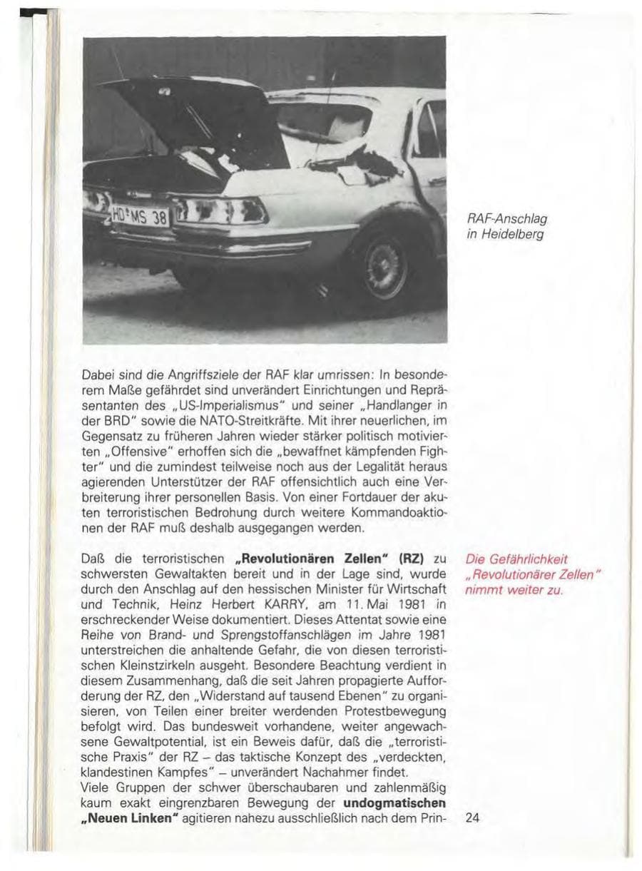 Seite 24 des Verfassungsschutzbericht 1981 Baden-Württemberg