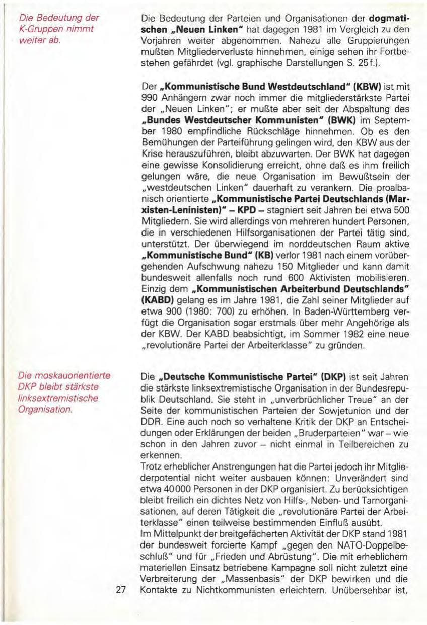 Seite 27 des Verfassungsschutzbericht 1981 Baden-Württemberg