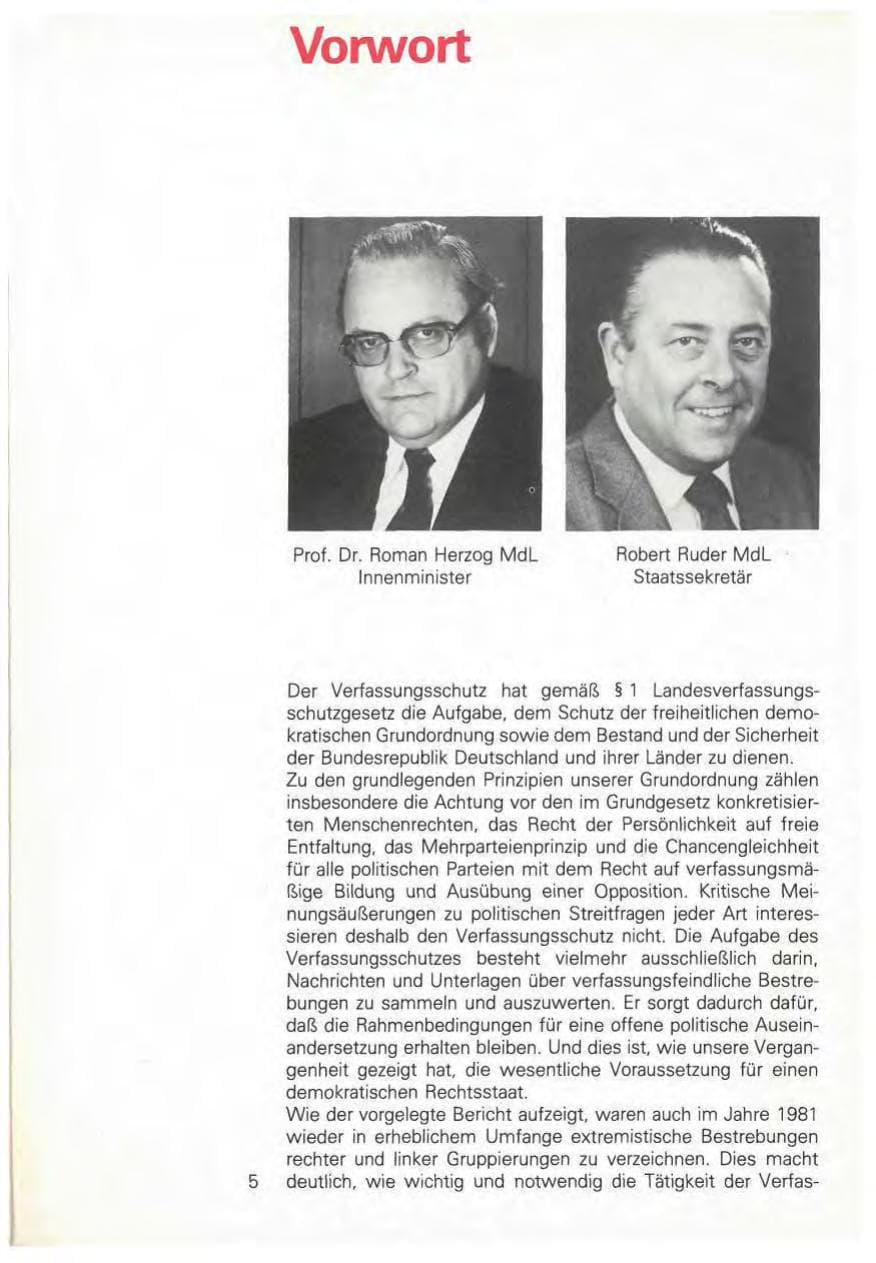 Seite 5 des Verfassungsschutzbericht 1981 Baden-Württemberg