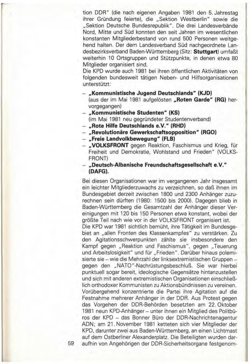 Seite 65 des Verfassungsschutzbericht 1981 Baden-Württemberg
