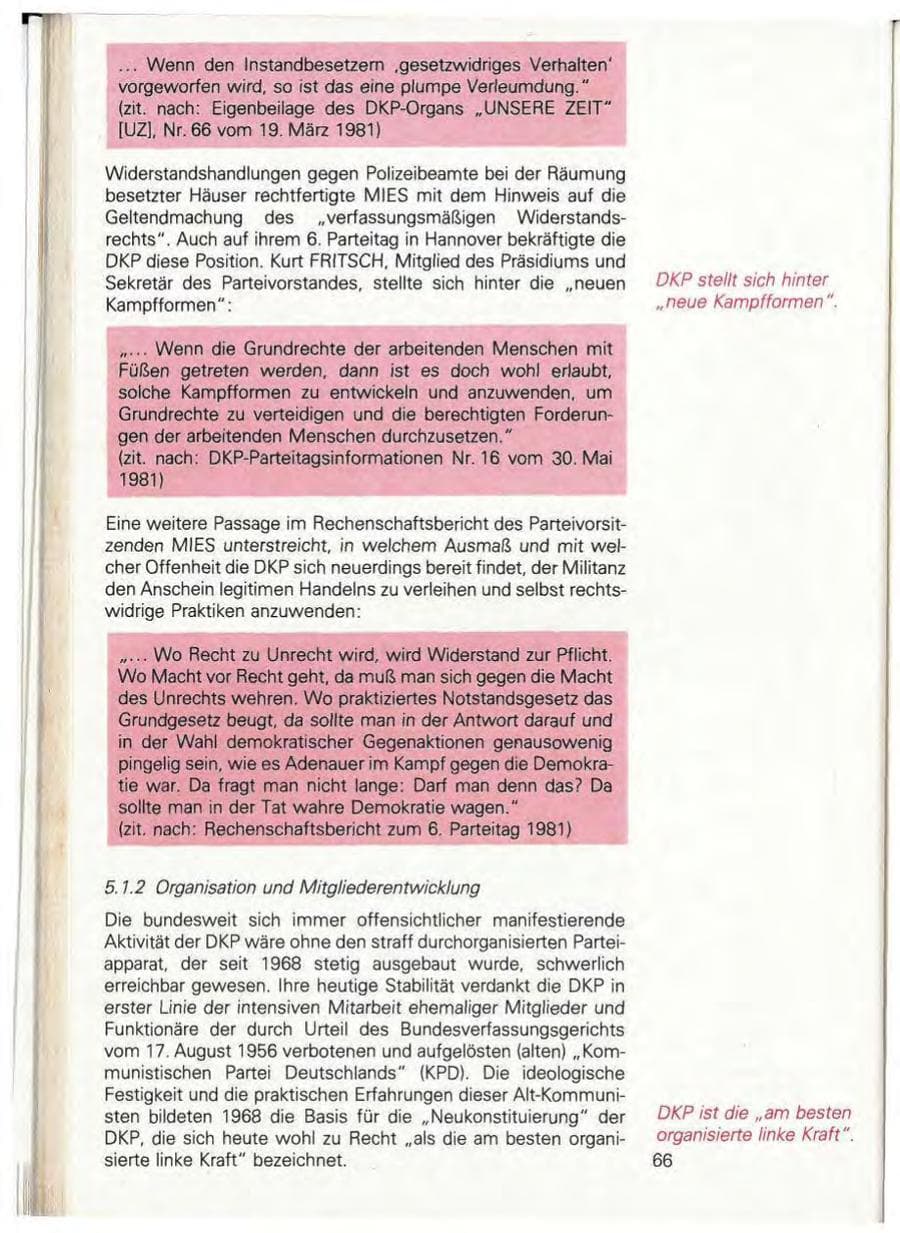 Seite 72 des Verfassungsschutzbericht 1981 Baden-Württemberg
