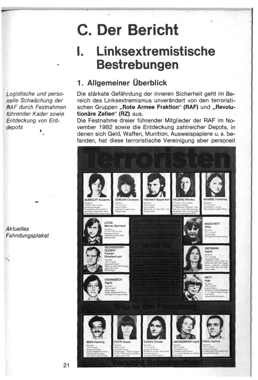 Seite 18 des Verfassungsschutzbericht 1982 Baden-Württemberg