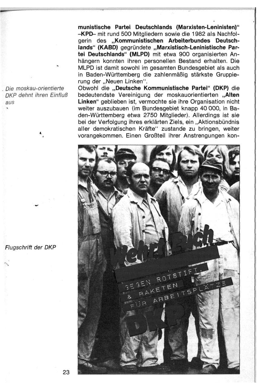 Seite 20 des Verfassungsschutzbericht 1982 Baden-Württemberg