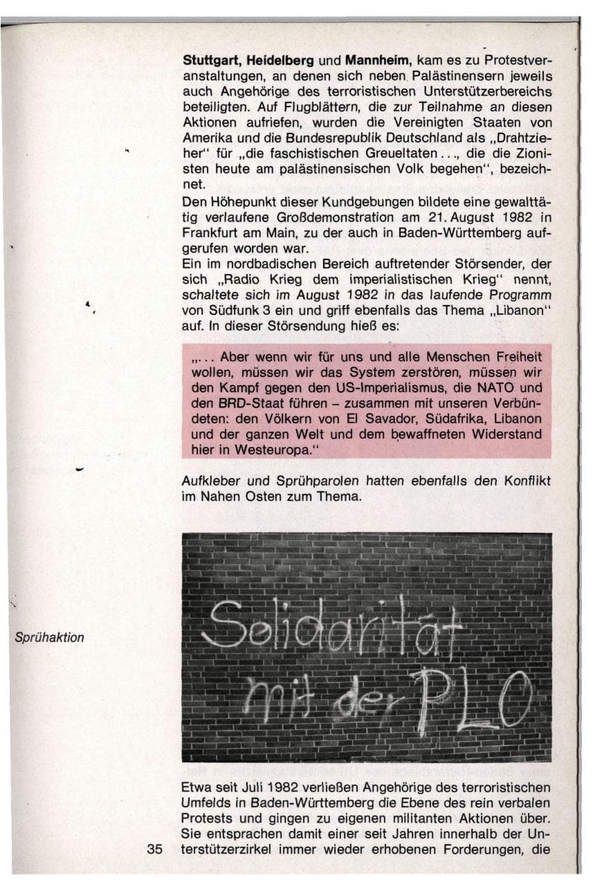 Seite 32 des Verfassungsschutzbericht 1982 Baden-Württemberg