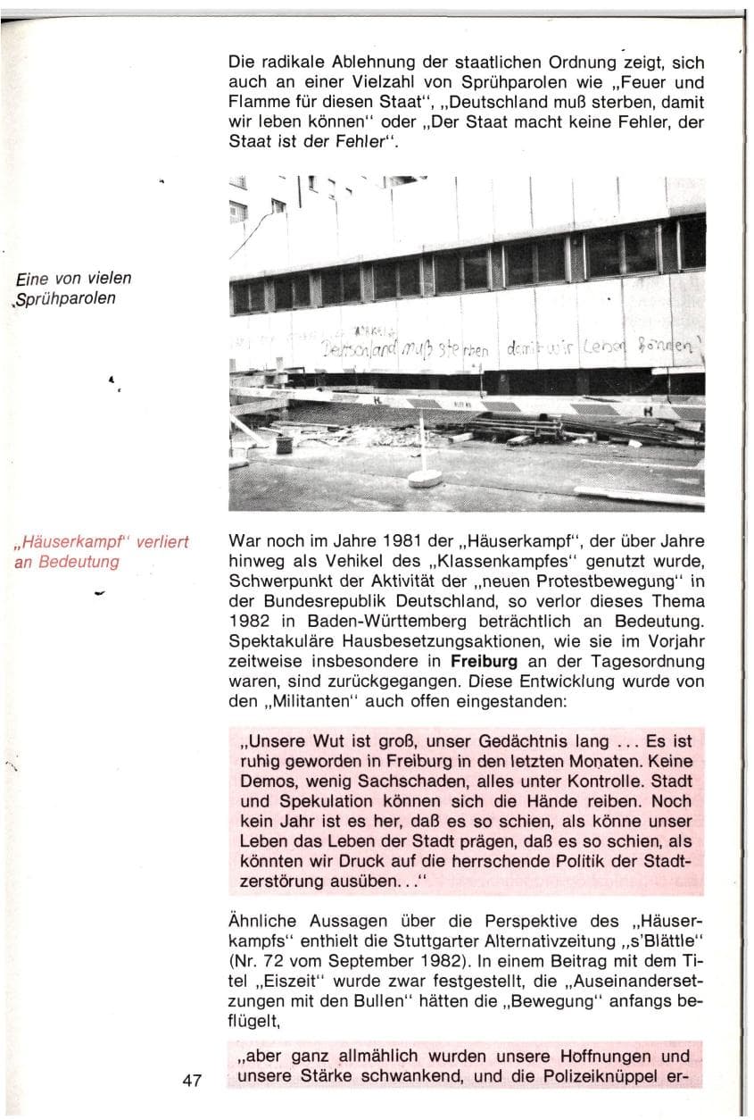 Seite 44 des Verfassungsschutzbericht 1982 Baden-Württemberg