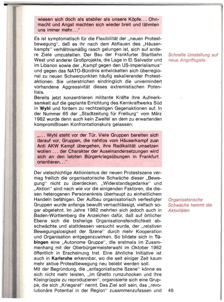 Seite 45 des Verfassungsschutzbericht 1982 Baden-Württemberg