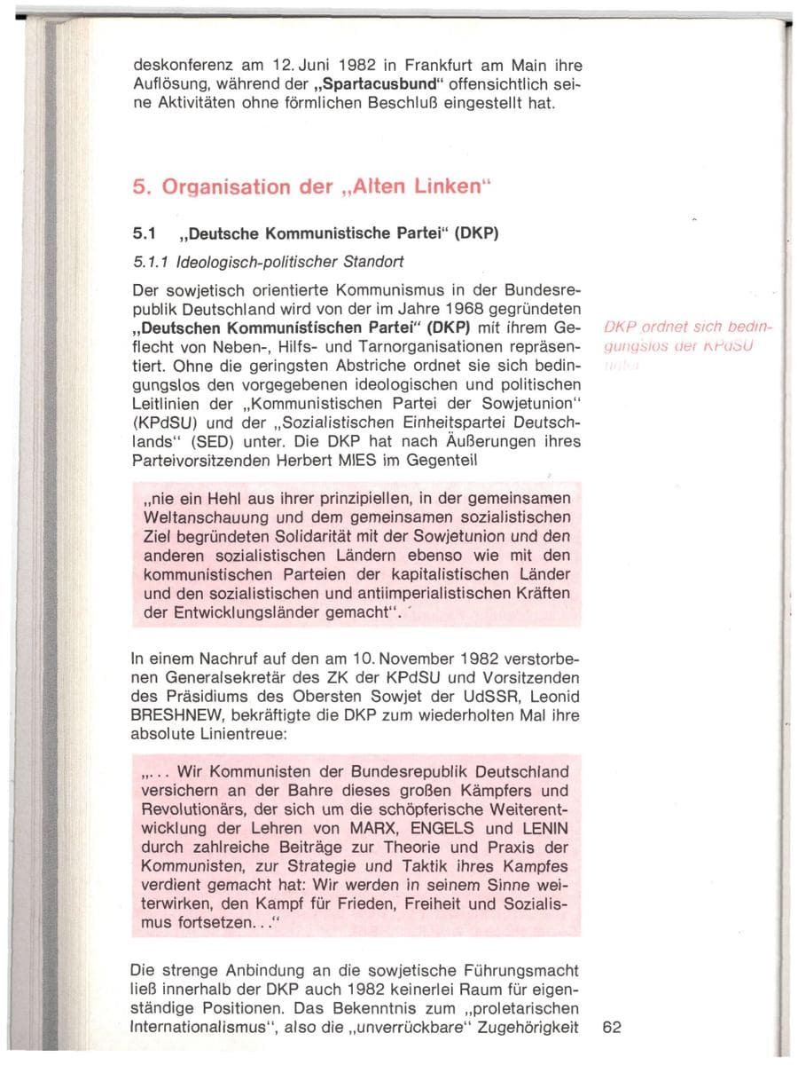 Seite 59 des Verfassungsschutzbericht 1982 Baden-Württemberg