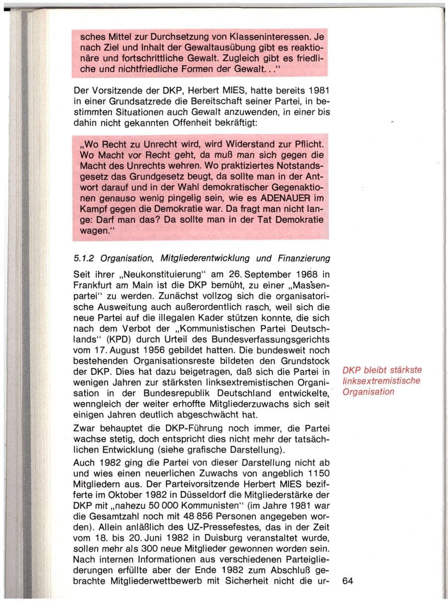 Seite 61 des Verfassungsschutzbericht 1982 Baden-Württemberg